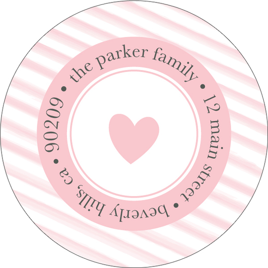 Pink Baby Heart Round Address Labels